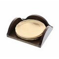 York Set of 4 Round Bronze Coasters with Stacker